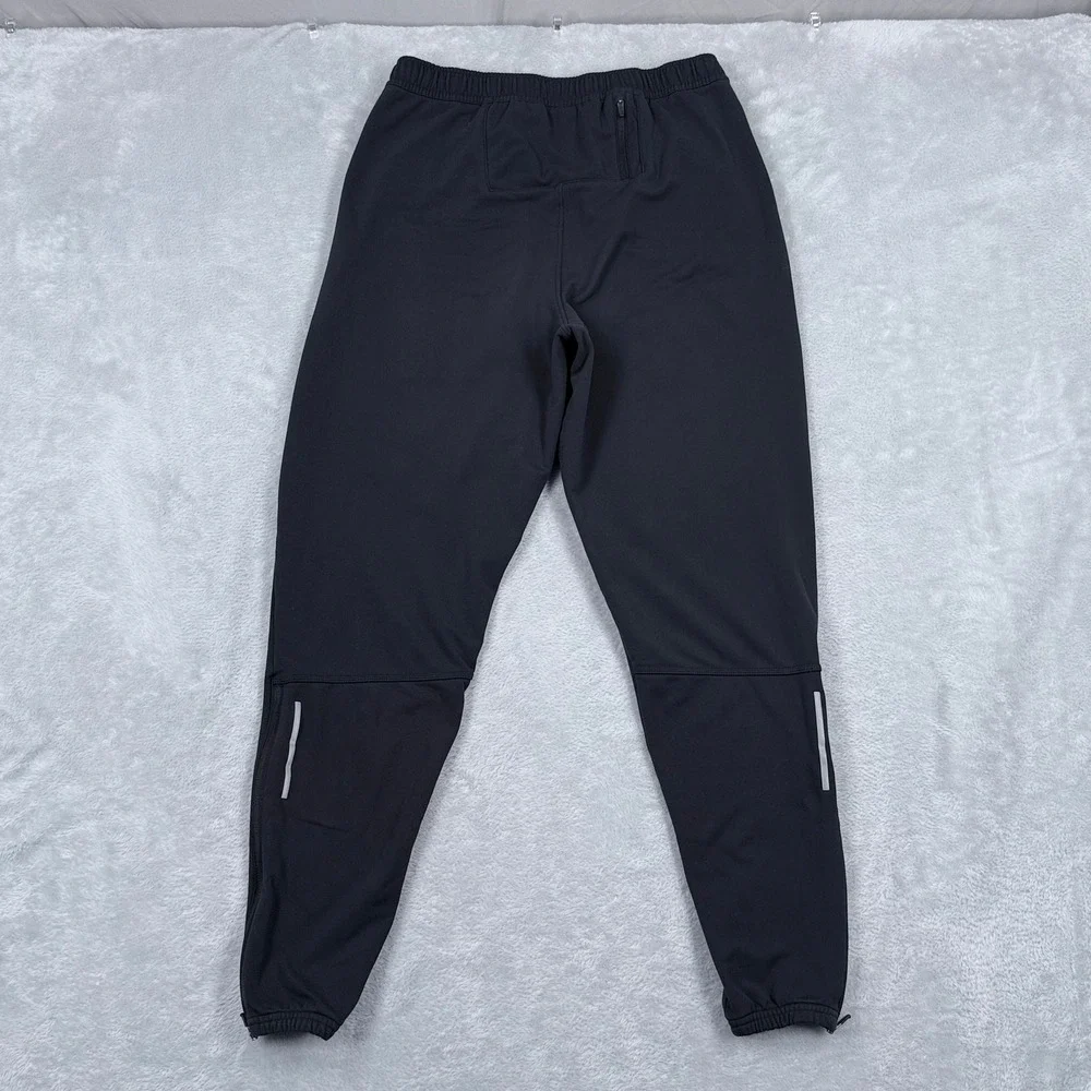 Nike Running Woven Hybrid Pants Mens Small Black Reflective Ankle Zip Joggers